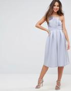 Asos Premium One Shoulder Lace Scuba Midi Prom Dress - Blue