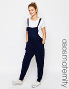 Asos Maternity Overall Jumpsuit In Jersey - Blue