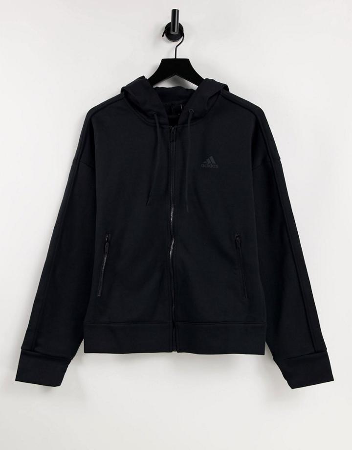 Adidas Sportswear Hooded Track Top In Black