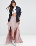 Asos Maxi Skirt With Splices - Mink