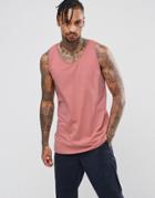 Asos Longline Skater Fit Tank In Pink - Pink