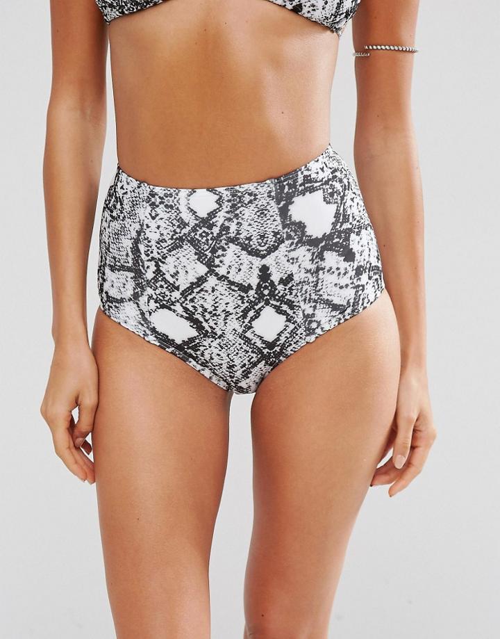 Asos Mix And Match Mono Snake Print High Waist Bikini Bottom - Snake Print