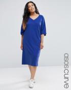 Asos Curve Kimono Sleeve T-shirt Midi Dress - Red