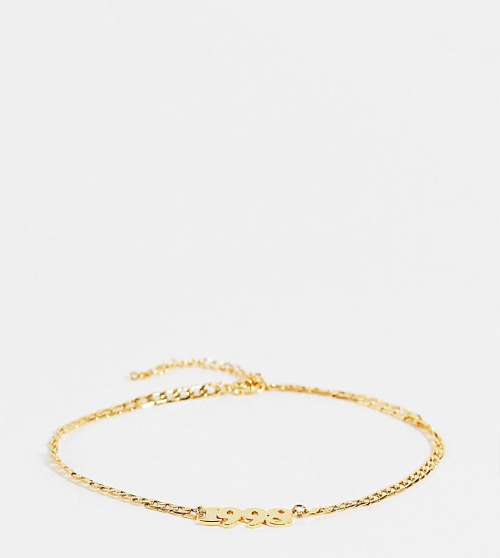 Image Gang Curve Date Anklet In Gold Plate 98