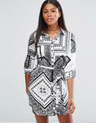 Parisian Shirt Dress In Mono Scarf Print