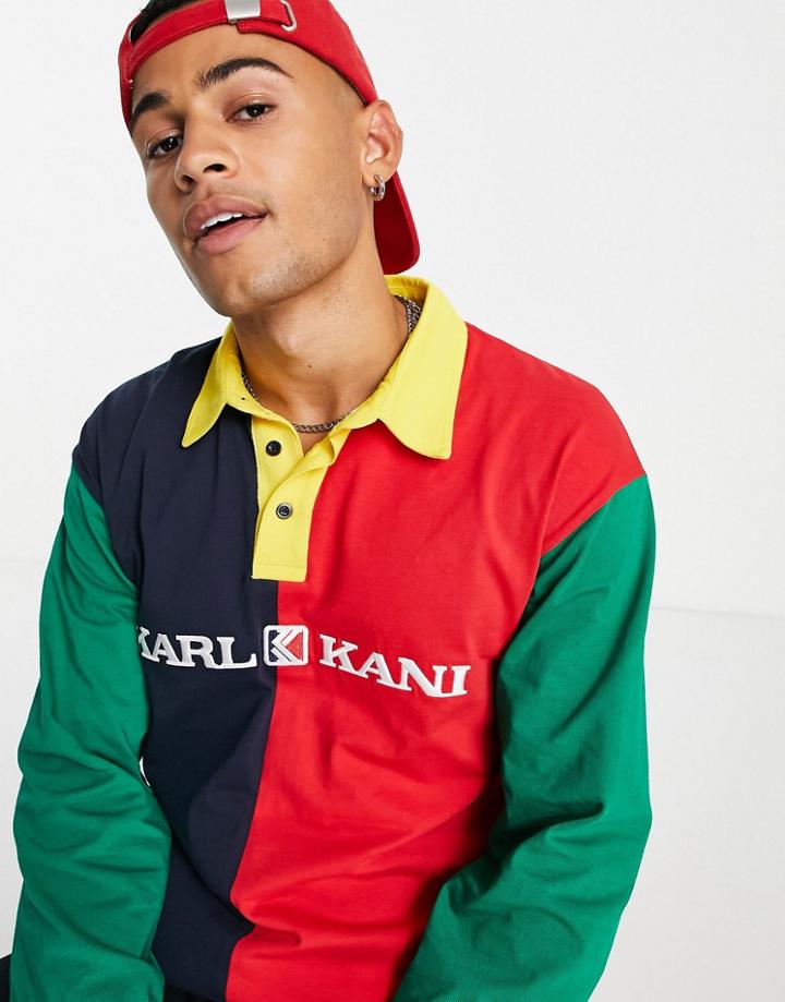 Karl Kani Retro Block Rugby Shirt In Red/navy