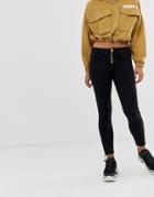 River Island Molly Skinny Jeans With Raw Hem In Washed Black