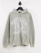 Mennace Pullover Hoodie In Light Green With Boot Camp Print