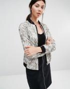Helene Berman Bomber Jacket In Gold & White Camo Jacquard - Multi Gold