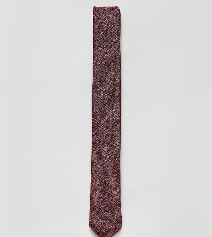 Noak Tie In Faint Texture Check - Red