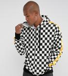 Sixth June Hoodie In Checkerboard With Yellow Stripe - White