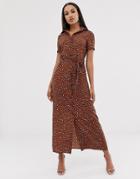 Club L London Button Through Maxi Shirt Dress-multi