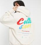 Collusion Oversized Hoodie With Back Print In Ecru-white
