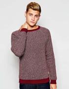 Jack & Jones Crew Neck Sweater With Twisted Yarns - Burgundy