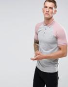 Asos Muscle Fit Polo With Contrast Raglan - Gray
