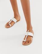 Asos Design Fellowship Studded Leather Toe Loop Mules - White