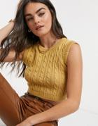 Unique21 Crewneck Knitted Tank In Camel-neutral