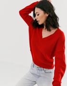 Brave Soul Kansas V-neck Sweater-red