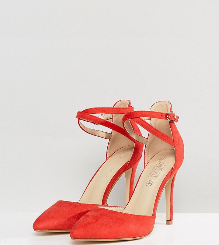Truffle Collection Wide Fit Bow Trim Pumps - Red