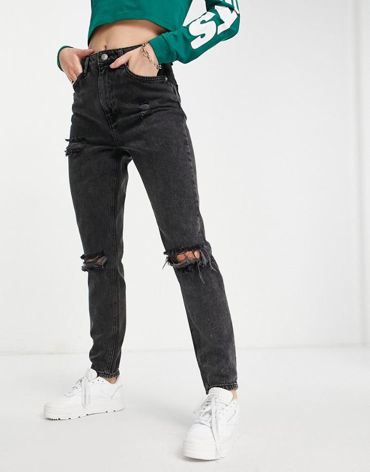 Na-kd Ripped Straight Leg Jeans In Gray