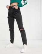 Na-kd Ripped Straight Leg Jeans In Gray