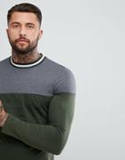 Asos Long Sleeve T-shirt With Contrast Yoke And Tipping - Green