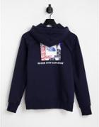 The North Face Ic Geo Nse Box Back Print Hoodie In Navy