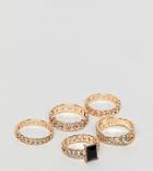Aldo Umilawia Chain Stacking Rings In Black And Gold - Gold