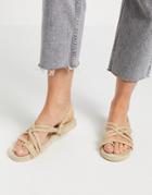 Truffle Collection Woven Toe Loop Flat Sandals In Natural-neutral