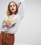 Reclaimed Vintage Inspired Overdye Sweatshirt With Abstract Print In Pink - Pink