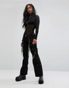 Tripp Nyc Lace Up Chain Detail Skater Pant - Black