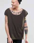 Asos Oversized Sleeveless T-shirt With Scoop Neck In Green - Hunter Green