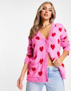 Trendyol Heart Cardigan In Pink
