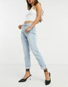 Only Erica Straight Leg Jeans In Mid Blue