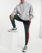 Soul Star Color Block Casual Pants In Green