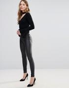 Only Natalie Rock Coated Biker Pants - Black
