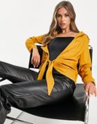 Femme Luxe Extreme Plunge Top In Rust-orange