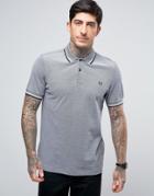 Fred Perry Slim Pique Polo Shirt Twin Tipped In Gray Oxford - Gray