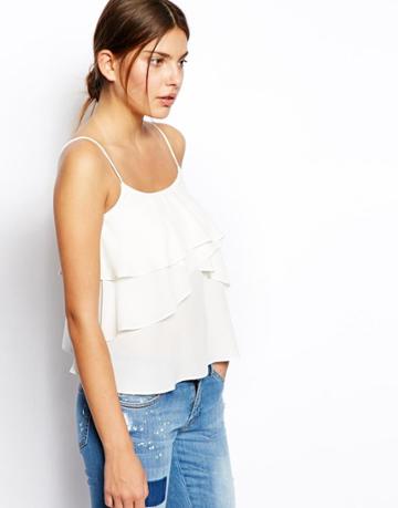 Asos Cami With Angled Tiered Ruffle