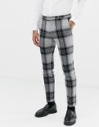 Twisted Tailor Super Skinny Suit Pants With Bold Check In Wool - Gray