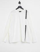 Asos Design Oversized Long Sleeve T-shirt In White With Pocket And Taping