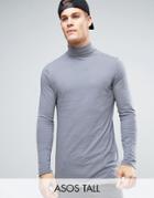Asos Tall Long Sleeve T-shirt With Roll Neck - Gray