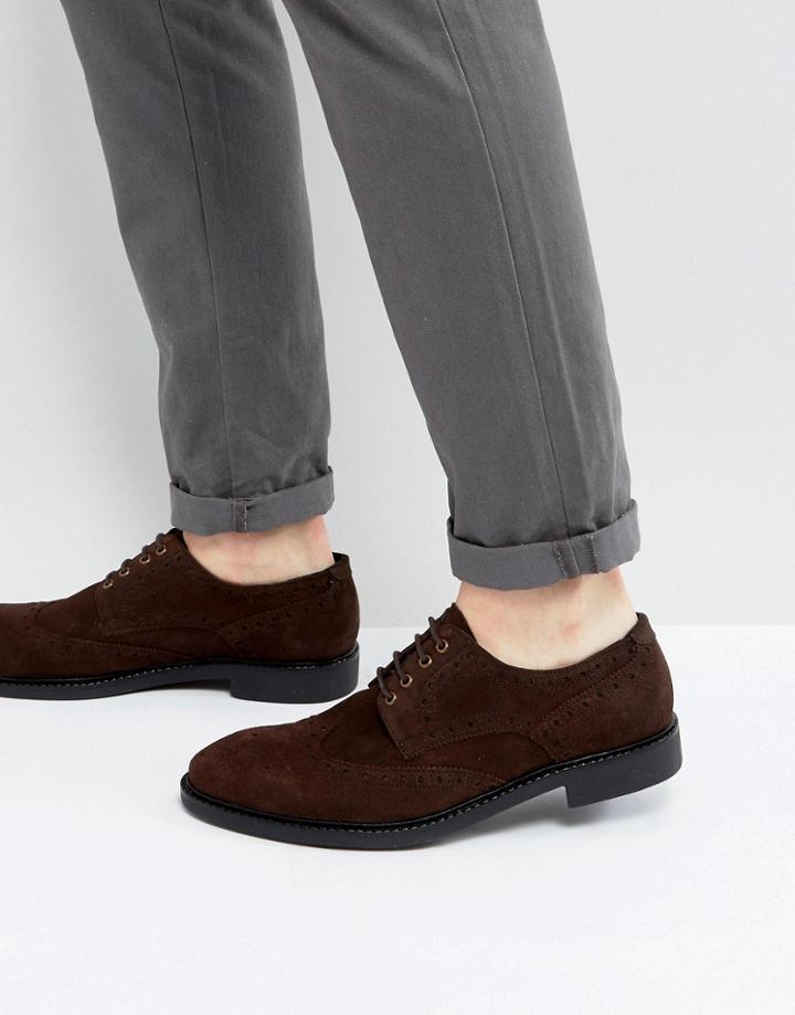 Dead Vintage Brogue Derby In Brown Suede - Brown