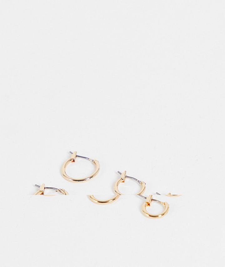 Weekday 3 Pack Mid Hoop Earrings In Gold