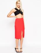 Asos Wrap Skirt In Neon With Oversized Pockets - Neon Pink