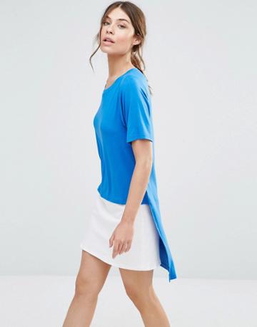 Good Vibes Bad Daze Dip Hem T-shirt - Blue Marl