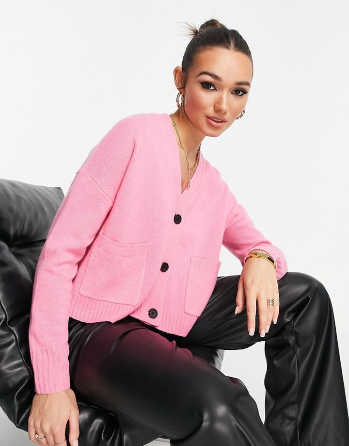 Whistles Twin Pocket Cardigan In Pink