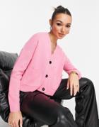 Whistles Twin Pocket Cardigan In Pink