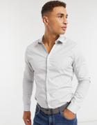 Asos Design Stretch Skinny Fit Shirt In Gray-grey