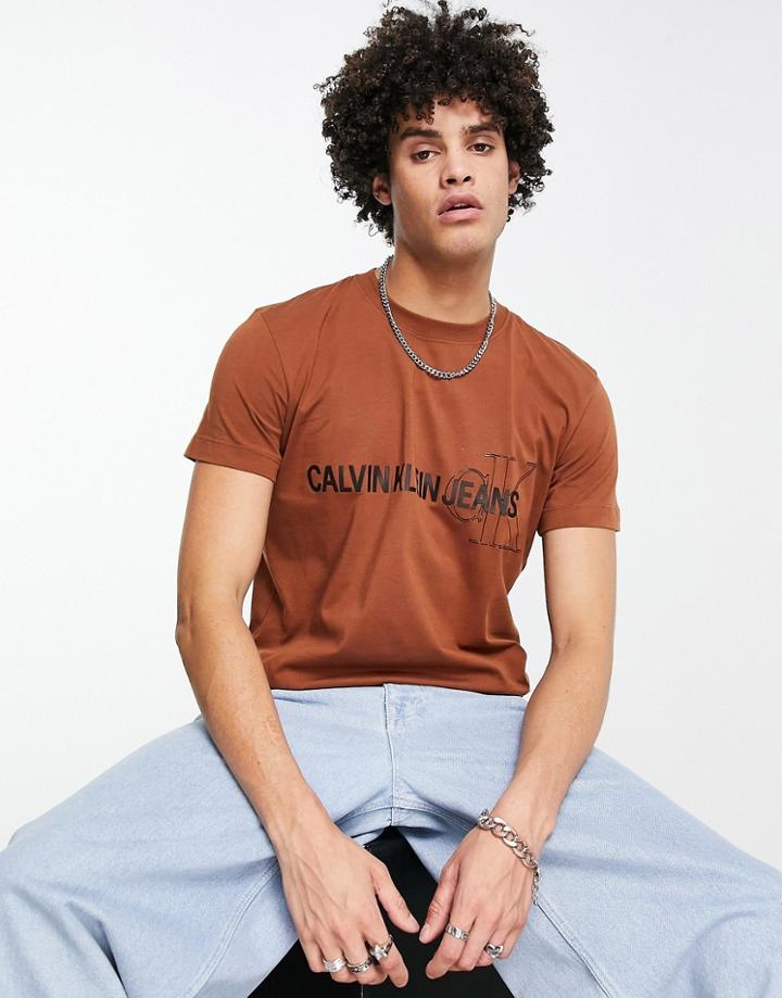 Calvin Klein Jeans Institutional Graphic T-shirt In Brown